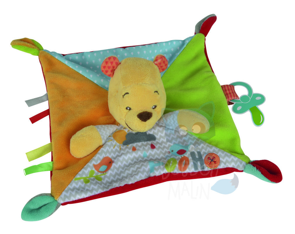  baby comforter winnie pooh red orange yellow cloud bird 